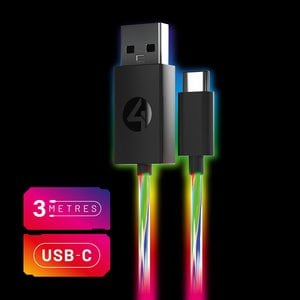 Play & Charge Cable (USB-C) Light Up LED - 3m - PS5, Nintendo Switch