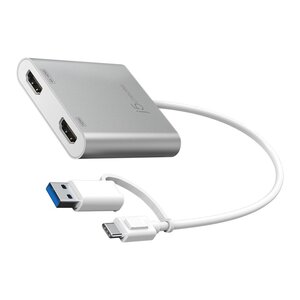j5create JCA365 A/V Adapter - 1 - 1 x USB 3.1 Type C - Male - 2 x HDMI 2.1 Digital Audio Video - Female - 3840 x 2160 Supp