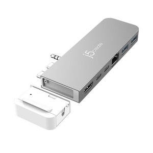 j5create JCD395 USB Type C Docking Station for TV, Flash Drive, Projector - Charging Capability - 2 Displays Supported - 4