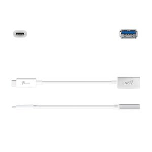 j5create JUCX05 Data Transfer Adapter - 1 Each - 1 x USB Type C - Male - 1 x USB 3.1 Type A - Female - Silver, White