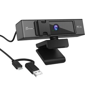 j5create JVCU435 Webcam - 8 Megapixel - 30 fps - Black, Silver - USB 2.0 Type A - 1 Each - 4K - 3840 x 2160 Video - CMOS S