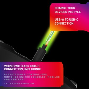 Play & Charge Cable (USB-C) Light Up LED - 3m - PS5, Nintendo Switch