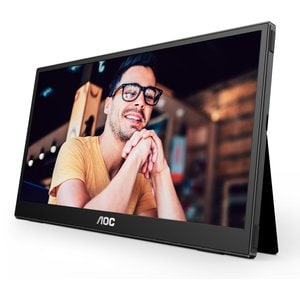 AOC 16T20 15.6in 60Hz FHD IPS Portable Monitor 1920x1080 16:9 5ms 50m:1 Samrt Contrast 230 Nits Mini HDMI/USB-C HDR SPK Tilt