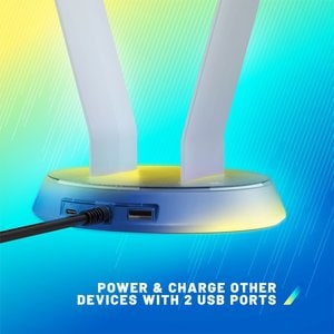 Light Up Frosted RGB Headset Stand With USB Charging Ports