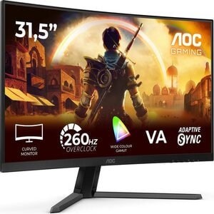 AOC C32G42ZE - 31.5" Curved VA FHD 1920x1080 - 260Hz (OC Native 240Hz) - 0.3ms MPRT - Adaptive Sync - HDR10 - HDMI 2.0 - D