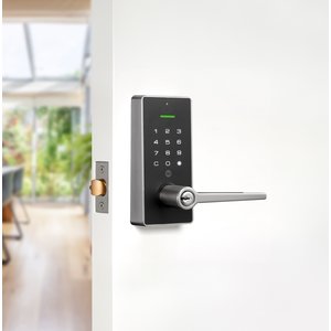 Yale LibiDigital Lever Keyed Satin Nickel