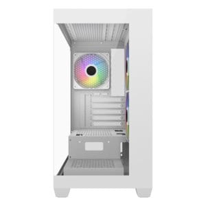 FSP S340-WA Tempered Glass M-ATX Mid Tower Gaming Case White Pre-installed 120mm x 2 reverse ARGB fans and 1 ARGB fan