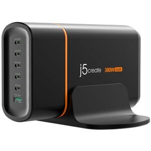 j5create JUP67380 380 W AC Adapter - 1 Pack - Universal Adapter - 5 USB Type-C - For MacBook, iPhone, Mobile Device, iPad 