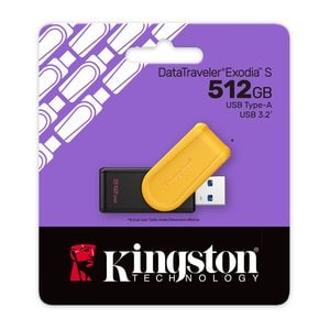 DataTraveler Exodia S USB Flash Drive - USB 3.2 Gen 1 - 512GB - Black/Yellow