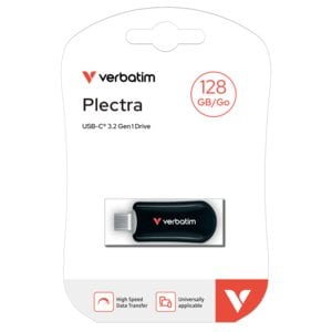 Verbatim Plectra 128 GB USB 3.2 (Gen 1) Type C Flash Drive - Black