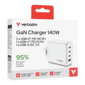 VERBATIM GAN CHARGER 4 PORT 140W