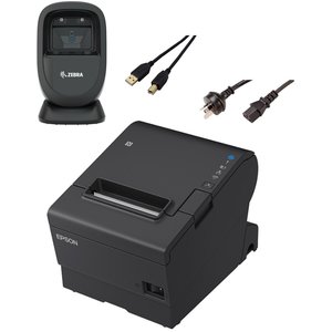 EPSON POS Bulk x50 TM-T88VII-612 Desktop Direct Thermal Printer + x25 DS9308-SR BLACK USB KIT
