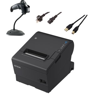 EPSON POS Bulk x50 TM-T88VII-612 Desktop Direct Thermal Printer + x50 LI2208-SR Black with Stand USB KIT