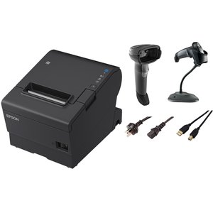 EPSON POS Bulk x50 TM-T88VII-612 Desktop Direct Thermal Printer -x25 LI2208-SR Black with Stand USB KIT + x25 DS2208-SR BL