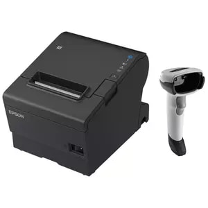 EPSON POS BUNDLE x5 TM-T88VII-612 Desktop Direct Thermal Printer -x5 DS2208 White with Stand USB ZEBRA
