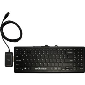 Black Cleanwipe Pro Black Keyboard - RDR-80032BKU-V2 WAVE ID Plus Mini V3 iClass ID/SE/SEOS USB SDK Reader - Left Side w/C