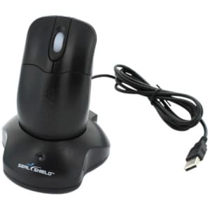 Waterproof RF Wireless 1000 DPI Optical Mouse with Scroll Wheel + 2 Button Charging Base with Integrated 3 Port Black USB 