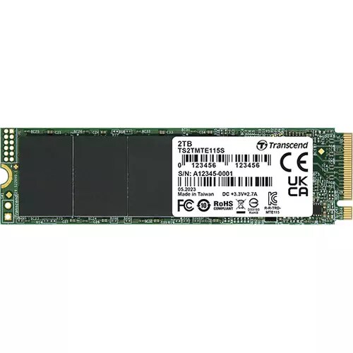 Transcend 115S 2 TB Solid State Drive - M.2 2280 Internal - PCI Express NVMe (PCI Express 3.0 x4) - Black - Desktop PC Dev