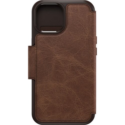 OtterBox Strada Carrying Case (Folio) Apple iPhone 15 Smartphone, Card, Cash, Notes - Espresso (Brown) - Drop Resistant - 