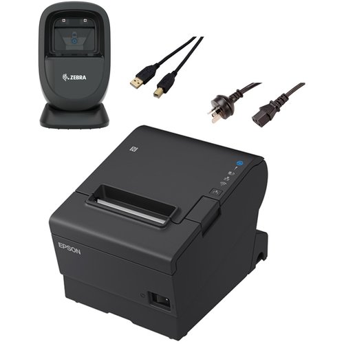 EPSON POS Bulk x50 TM-T88VII-612 Desktop Direct Thermal Printer + x25 DS9308-SR BLACK USB KIT
