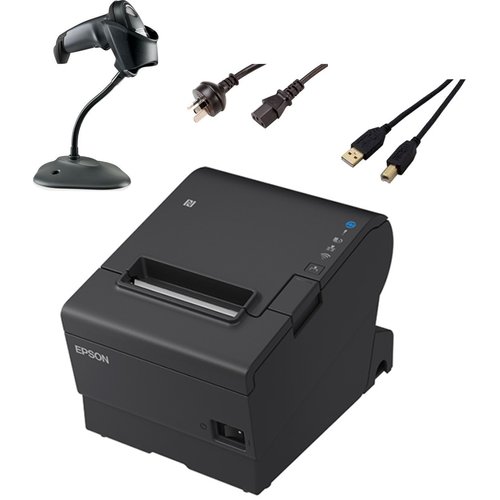 EPSON POS Bulk x50 TM-T88VII-612 Desktop Direct Thermal Printer + x50 LI2208-SR Black with Stand USB KIT