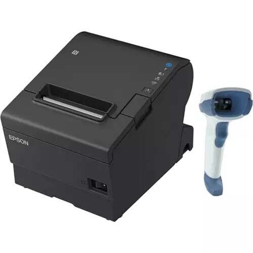 EPSON POS BUNDLE x10 TM-T88VII-612 Desktop Direct Thermal Printer -x10 DS2208-HC with Shielded USB Cable ZEBRA