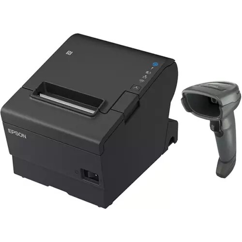 EPSON POS BUNDLE x10 TM-T88VII-612 Desktop Direct Thermal Printer -x10 DS4608 Black with Stand USB ZEBRA