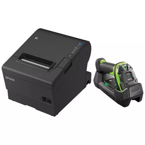 EPSON POS BUNDLE x4 TM-T88VII-612 Desktop Direct Thermal Printer -x4 LI3678-ER Rugged USB Kit ZEBRA