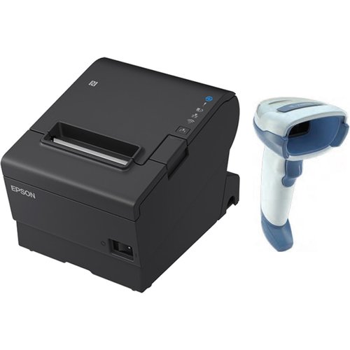 EPSON POS BUNDLE x5 TM-T88VII-612 Desktop Direct Thermal Printer -x5 DS2208-HC with Shielded USB Cable ZEBRA