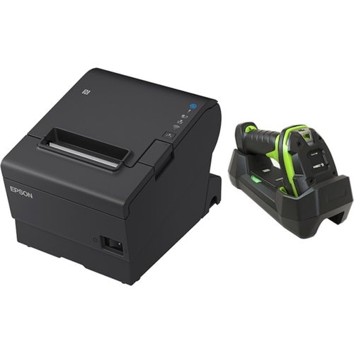 EPSON POS BUNDLE x2 TM-T88VII-612 Desktop Direct Thermal Printer -x2 LI3678-ER Rugged USB Kit ZEBRA