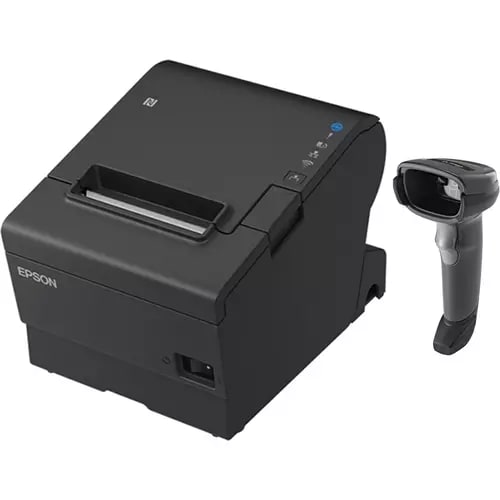 TM-T88VII-612 Desktop Direct Thermal Printer + Zebra DS2208 Black with Stand USB