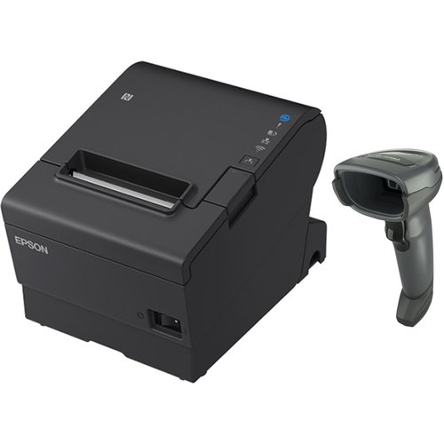 TM-T88VII-612 Desktop Direct Thermal Printer + Zebra DS4608 Black with Stand USB