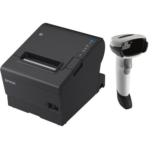 TM-T88VII-612 Desktop Direct Thermal Printer + Zebra DS2278 White Presentation Cradle USB