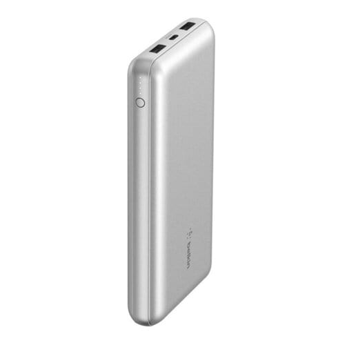 Belkin BoostCharge Power Bank - Silver - For iPhone - 1 x Type-C 15W - 20000 mAh - 3 x USB - Silver