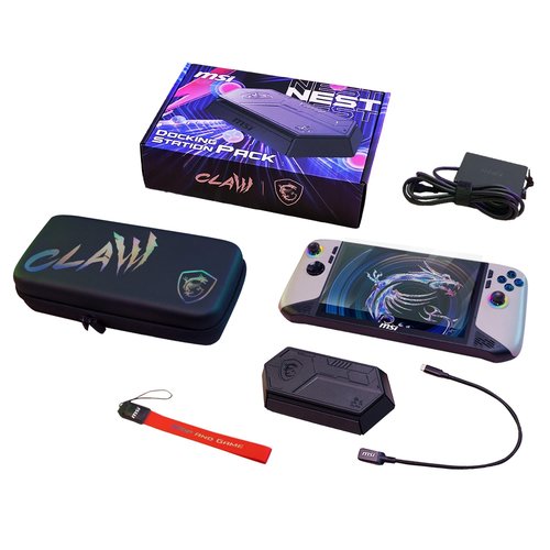 MSI Claw 8 AI+ A2VM Super Pack-046AU MSI Nest Docking Station Adaptor 100W PD MSI Claw Travel Case II 8in MSI Claw Tempere