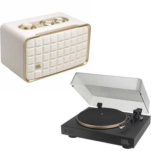 JBL Authentics 200 Speaker (White) + Spinner BT Turntable (Black/Gold) Bundle