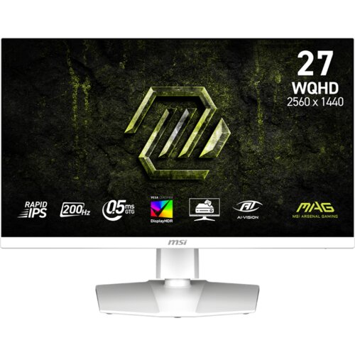 MSI MAG 274QRFW E20 27-Inch WQHD Gaming Monitor 2560x1440 Rapid IPS 200Hz 0.5ms HDR 400 Eye care HDMI 2.0b DP 1.4a Tilt Ad
