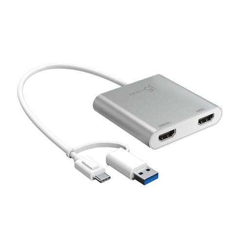 j5create JCA365 A/V Adapter - 1 - 1 x USB 3.1 Type C - Male - 2 x HDMI 2.1 Digital Audio Video - Female - 3840 x 2160 Supp