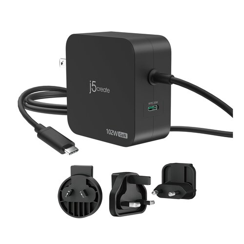 in102W GaN PD USB-C 2-Port Charger with Changeable AC Plugsin