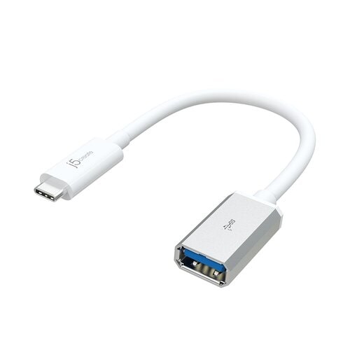 j5create JUCX05 Data Transfer Adapter - 1 Each - 1 x USB Type C - Male - 1 x USB 3.1 Type A - Female - Silver, White