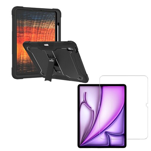 Strike Rugged Case For Apple iPad Air 13 2024 and Tempered Glass Screen Protector Bundle for Apple iPad Air 13 2024