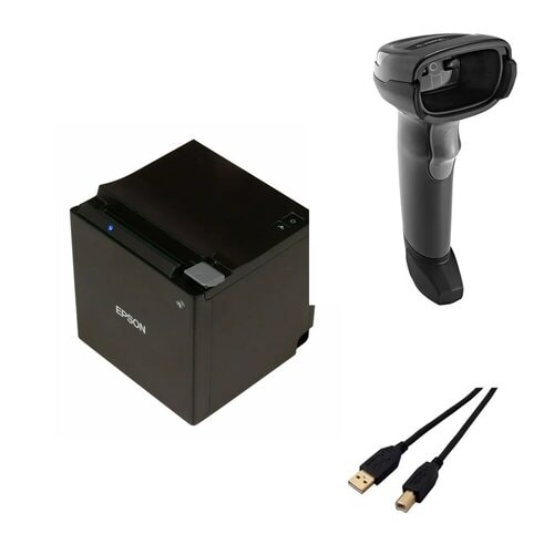 TM-M30III MOBILE POS DIRECT THERMAL PRINTER + DS2208-SR BLACK WITH STAND USB KIT