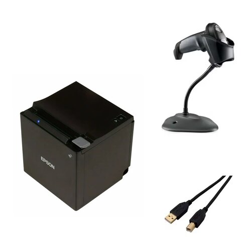 TM-M30III MOBILE POS DIRECT THERMAL PRINTER + LI2208-SR BLACK WITH STAND USB KIT