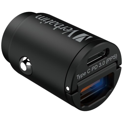 VERBATIM CAR CHARGER 30W 2 PORTS PD QC MINI - BLACK