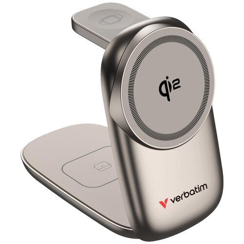 VERBATIM 3 IN 1 WIRELESS DOCKING DESERT TITANIUM