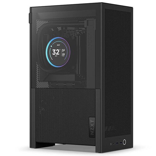 NZXT H2 Flow 2026 mini-ITX Case with PCIe 5.0 Riser Cable - All Black Color