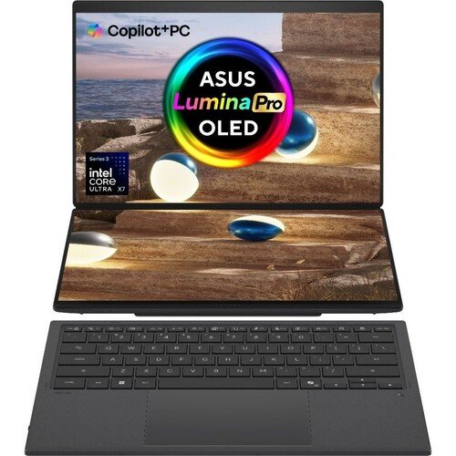 Zenbook Duo UX8407AA - 14in 3k OLED 2880x1800 1610 Touch - Ultra X7 358H - Integrated GPU - 32GB LPDDR5X - 1TB M.2 NVMe - 