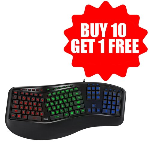 3 Colour Illuminated 2X Large Print Ergonomic Keyboard - Buy 10 Get 1 FREE