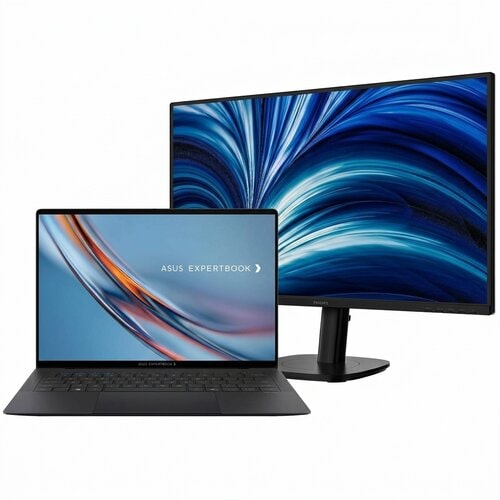 EXPERTBOOK ULTRA B9 FLIP B9406CAA 14IN POLED TOUCH ULTRA 7 356H 32GB RAM 512GB SSD W11 PRO 3Y + PHILIPS 27IN FHD LED MONITOR