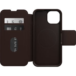 OtterBox Strada Carrying Case (Folio) Apple iPhone 15 Smartphone, Card, Cash, Notes - Espresso (Brown) - Drop Resistant - 